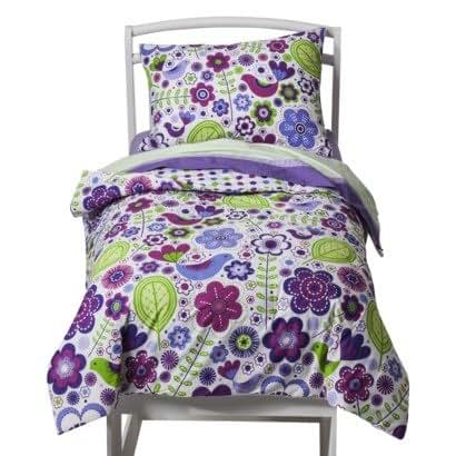 Bacati Botanical Purple Quilted Crib Fitted Sheet (photo 4)