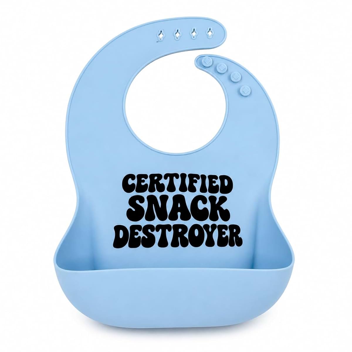 Cuddling Cubs Silicone Baby Bib With Deep Food Catcher In Blue