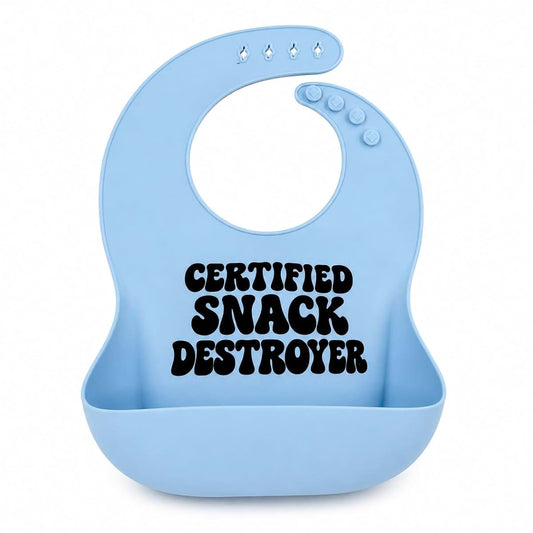 Cuddling Cubs Silicone Baby Bib With Deep Food Catcher In Blue