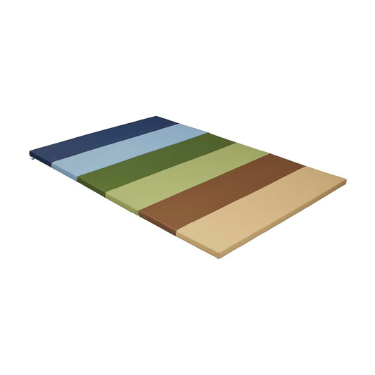 ECR4Kids SoftZone 6-Section Rainbow Runway Activity Mat, Folding Playmat, Earthtone