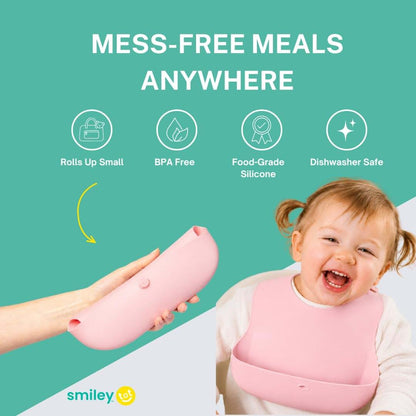 SmileyTot Silicone Baby Bib Roll-Up Travel Feeding Bib (photo 3)