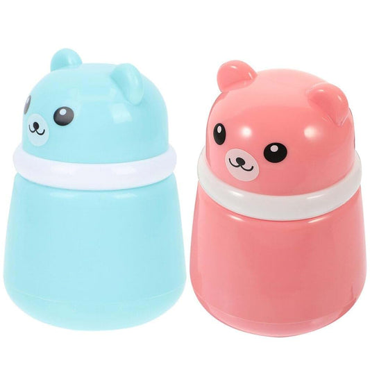Luxshiny Cartoon Bear Powder Puff Container Set for Travel