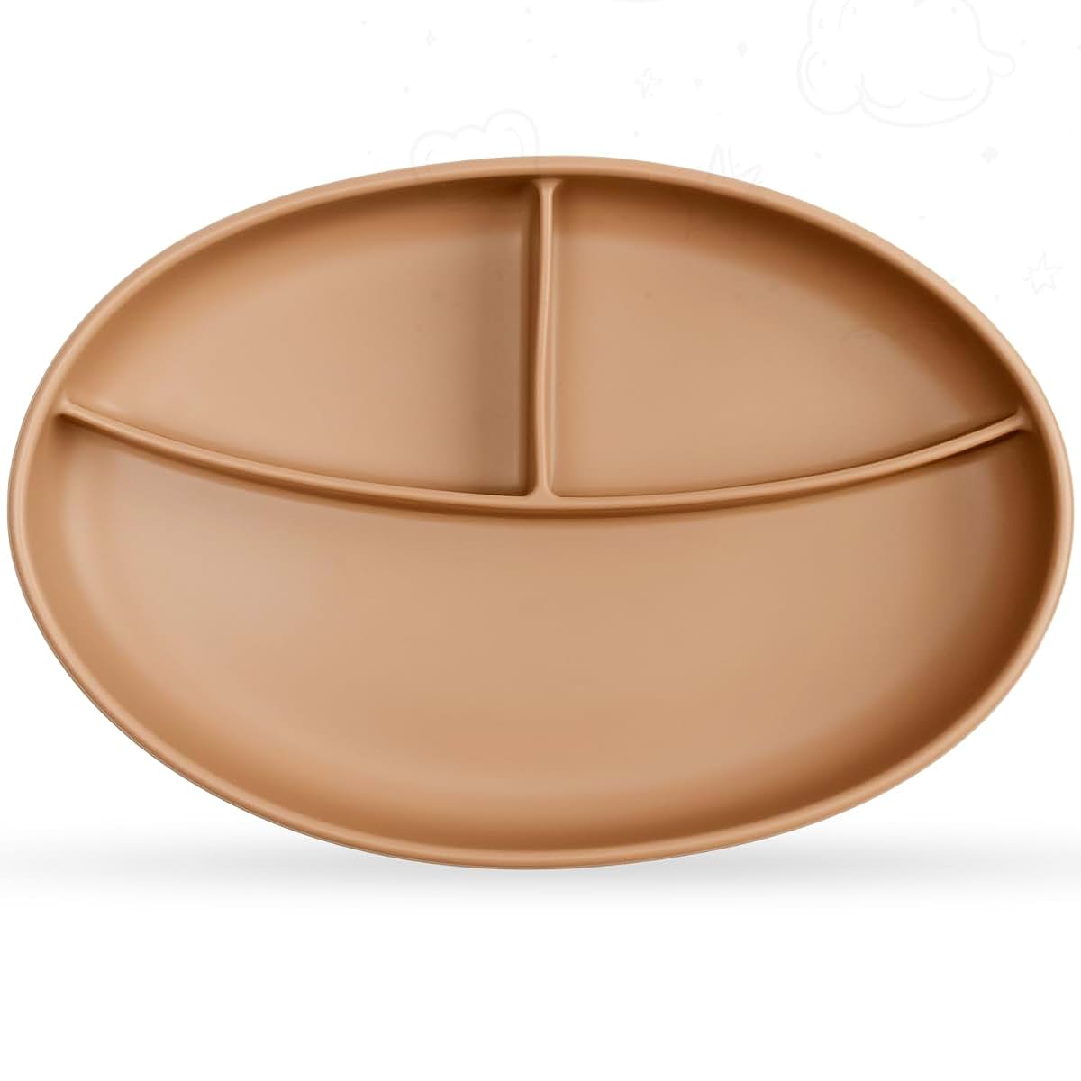 RoyalTots Silicone Divided Baby Plate with Non-Slip Base in Brown