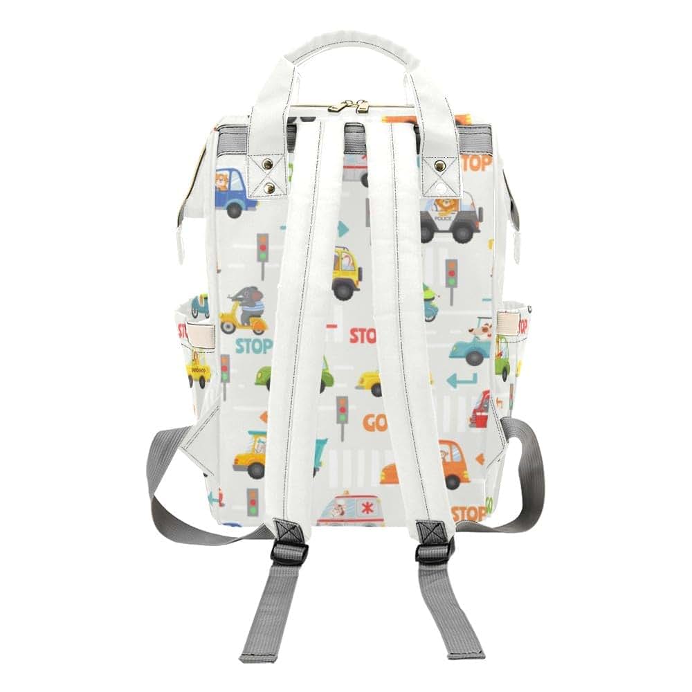 YallLocoMo Personalized Diaper Bag Backpack Gift Cute Transport Car Pattern Convenient and Durable: Waterproof (photo 2)