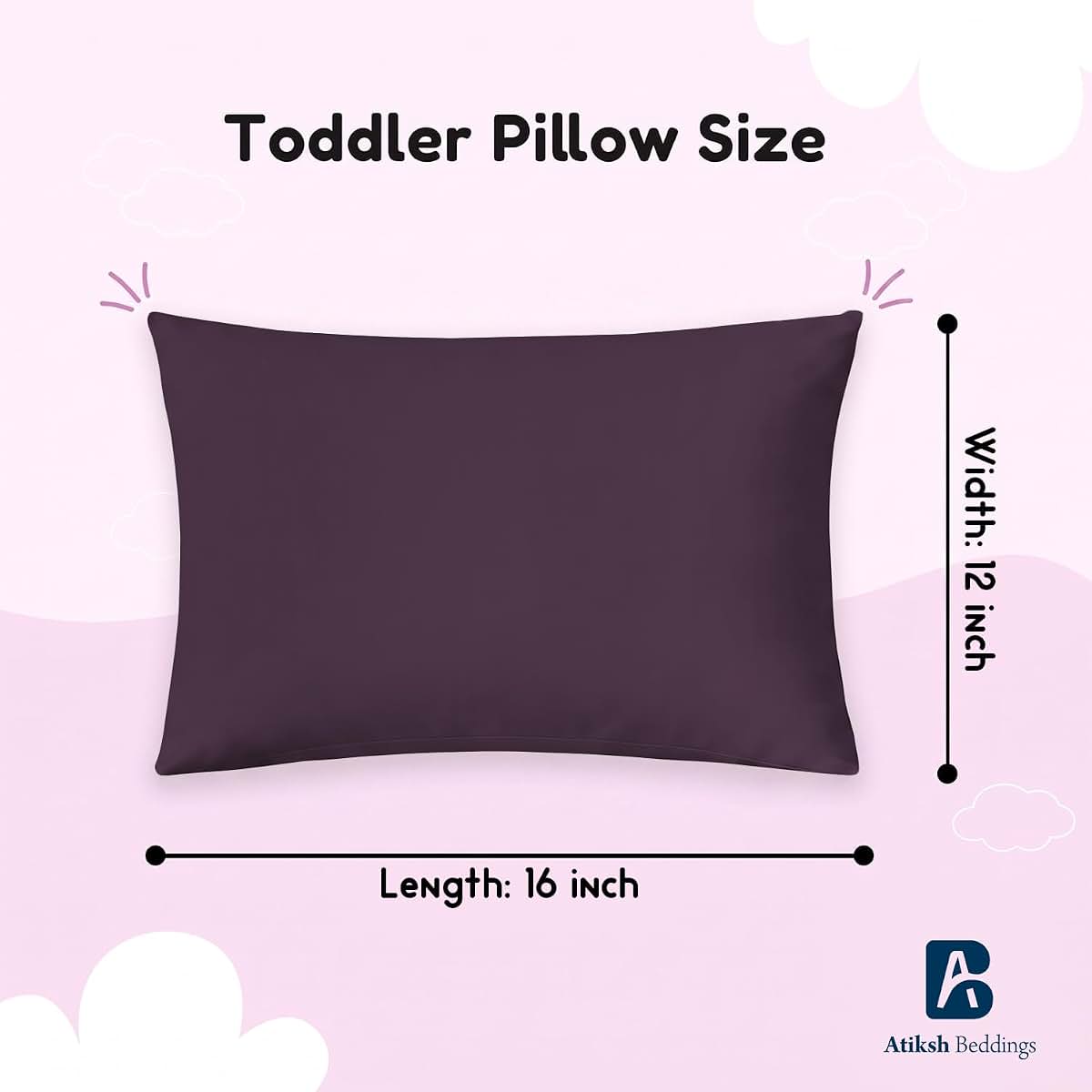 Atiksh Beddings™ 12x16 Inches Envelope Closure Toddler Pillow Cases Set of 2, 100% Soft Egyptian Cotton Kids Travel (photo 2)