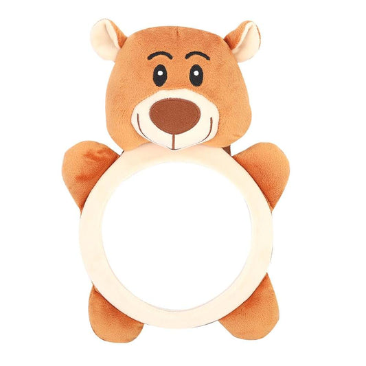 Segrehy Brown Bear Baby Car Mirror and Plush Toy
