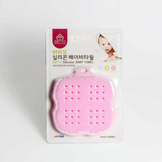 InfantCo Ultra Soft Silicone Bath Scrubber Sponge | for Baby and Dryskin (Baby Pink)