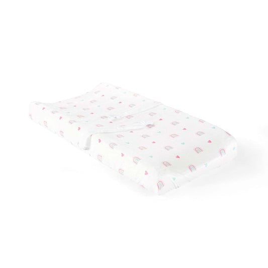 Lush Decor Llama Love Rainbow Soft & Plush Changing Pad Cover, 32" x 16", Pink