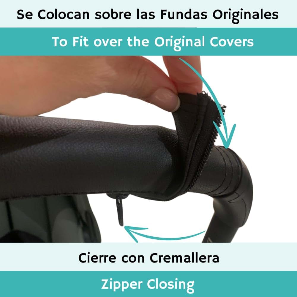PROTEC TIF | Pack of Leatherette Protective Covers for Handlebar and Carrying Handle Compatible with Bugaboo FOX 5 (photo 4)