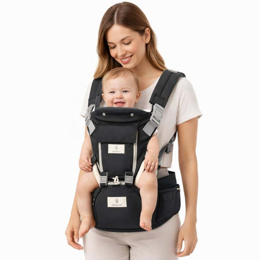 SOSA & CO 6 in 1 Ergonomic Baby Carrier with Hip Seat - Newborn to Toddler - Black