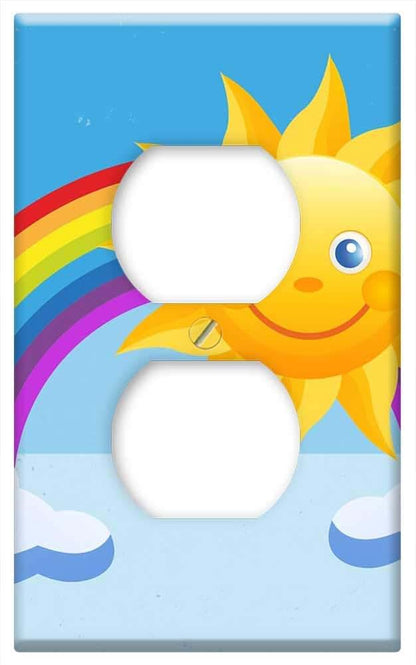 Switch Plate Outlet Cover Sun Rainbow Kids Design Metal