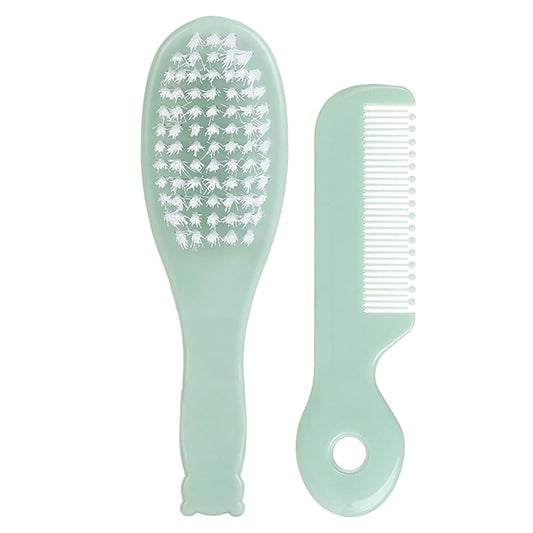 Newborn Baby Hair Brush and Comb Set with Soft Bristles for Bathing and Head Massage