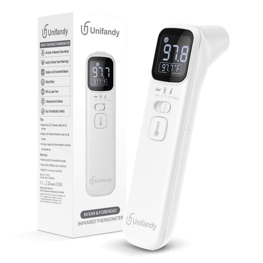Unifandy Infrared Thermometer Ear and Forehead Digital Thermometer for Kids and Adult, 3-in-1 Touchless Smart IF