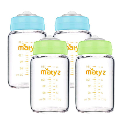 Matyz Glass Breastmilk Storage Containers, Wide Mouth Collection Bottles
