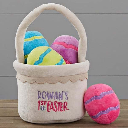 Personalization Universe My First Easter Personalized Plush Easter Basket with Plush Eggs – Custom Kids Easter Gift – (photo 2)