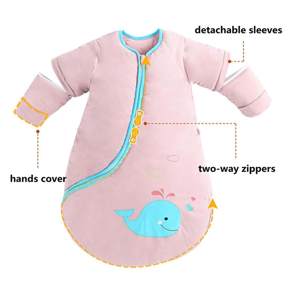 Ouyun Organic Cotton Detachable Sleeve Wearable Blanket, Solid Pink Whale, 2.5tog (photo 4)