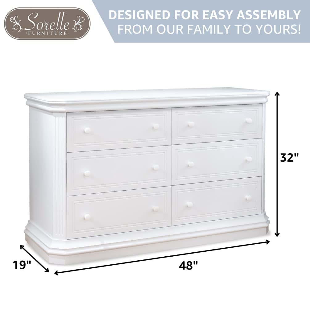 Sorelle Primo Double Dresser in White with Six Drawers (photo 3)