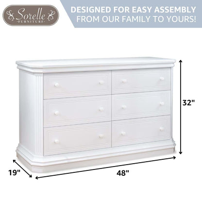 Sorelle Primo Double Dresser in White with Six Drawers (photo 3)