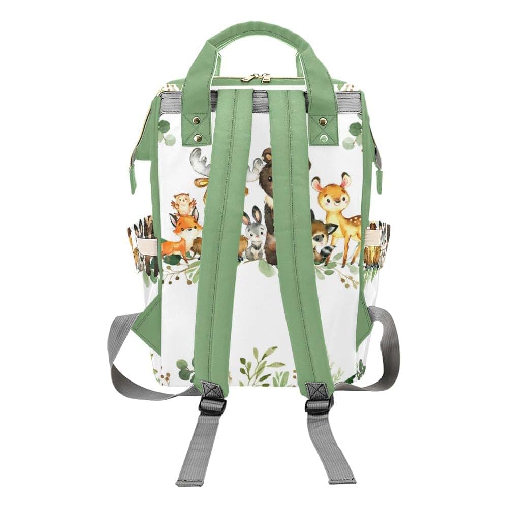 NZOOHY Greenery Jungle Animals Personalized Diaper Bags,Custom Name Multi Function Diaper Backpack Casual Travel (photo 4)