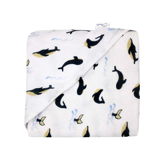 BAMI Baby Hooded Bath Towel – Printed 100% Cotton Muslin Front & Soft Cotton Towel Back – Dual-Layer, Ultra-Absorbent