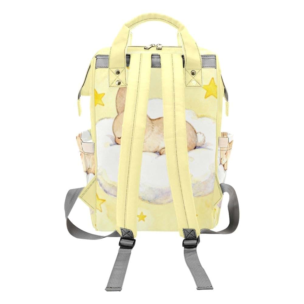 NZOOHY Sleeping Rabbit Yellow Star Personalized Diaper Bag Backpack with Name,Custom Mommy Bag Gifts Nappy Backpack for (photo 3)