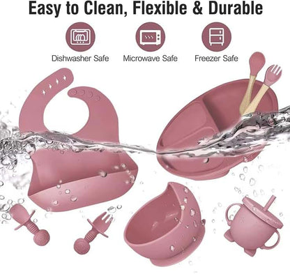 Chatterbox Eats Silicone Baby Feeding Set – 11-Piece Pandaloo Collection Starter Kit for Babies & Toddlers, Blush Pink