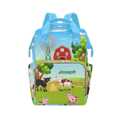 NZOOHY Farm Grass Animals Personalized Diaper Bag Backpack Multi-Function Custom with Name Large Travel Nappy Mommy Bag