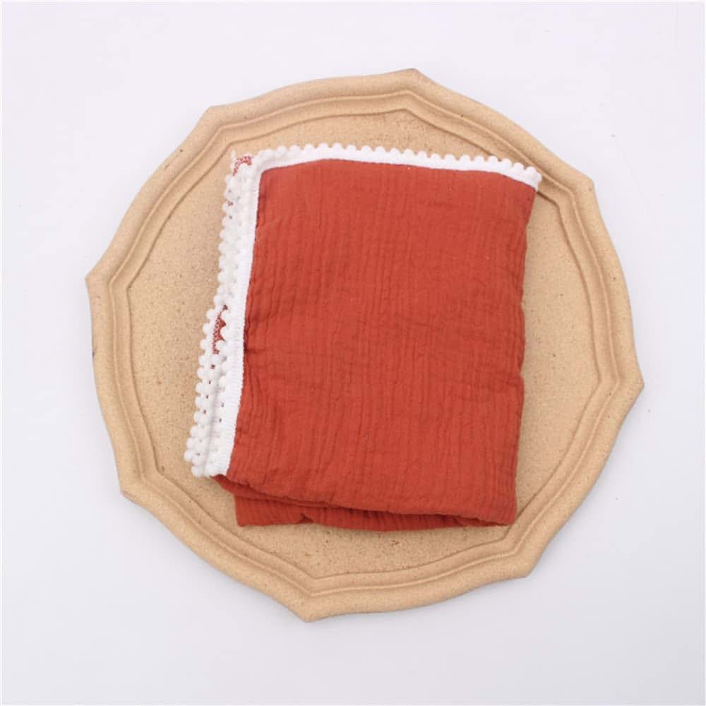 JHION Baby Blanket With Pompom Fringe Cotton Baby Swaddle Blanket