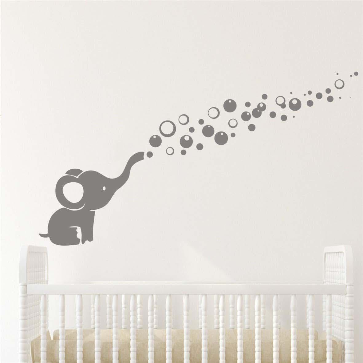 YOYOYU Art Home Decor Elephant Blowing Bubbles Gray Wall Decal