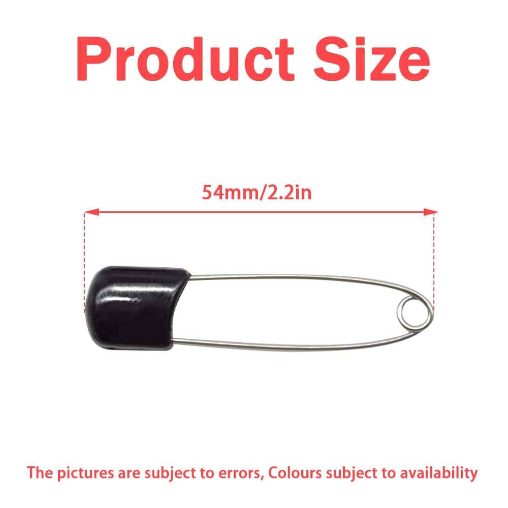 Hocansen 50 PCS Safety Pin 54mm/2.2in Baby Diaper Pins for Cloth Plastic Head Baby Pins for Diapers Stainless Steel (photo 2)