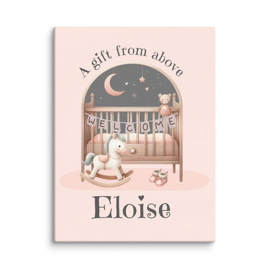 Toy Fan TV Eloise – A Gift from Above 9 x 12 Personalized Baby Girl Nursery Canvas Wall Art