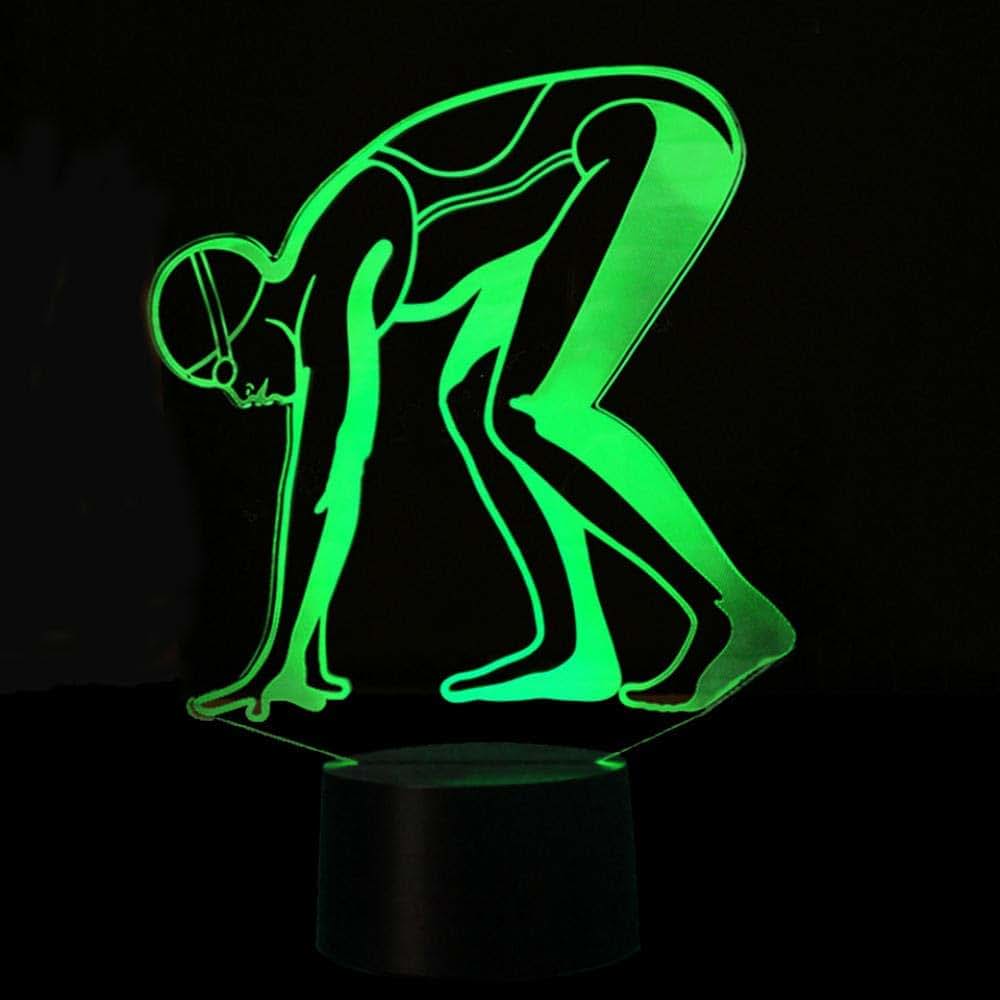 Jinnwell 3D Swimming Night Light Lamp Illusion Led 7 Color Changing Touch Switch Table Desk Decoration Lamps Acrylic (photo 2)