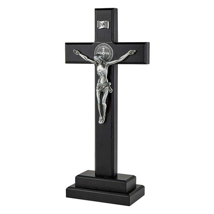 Christian Brands Saint Benedict Standing Crucifix, 13-3/4"" H, 5"" Corpus, Black