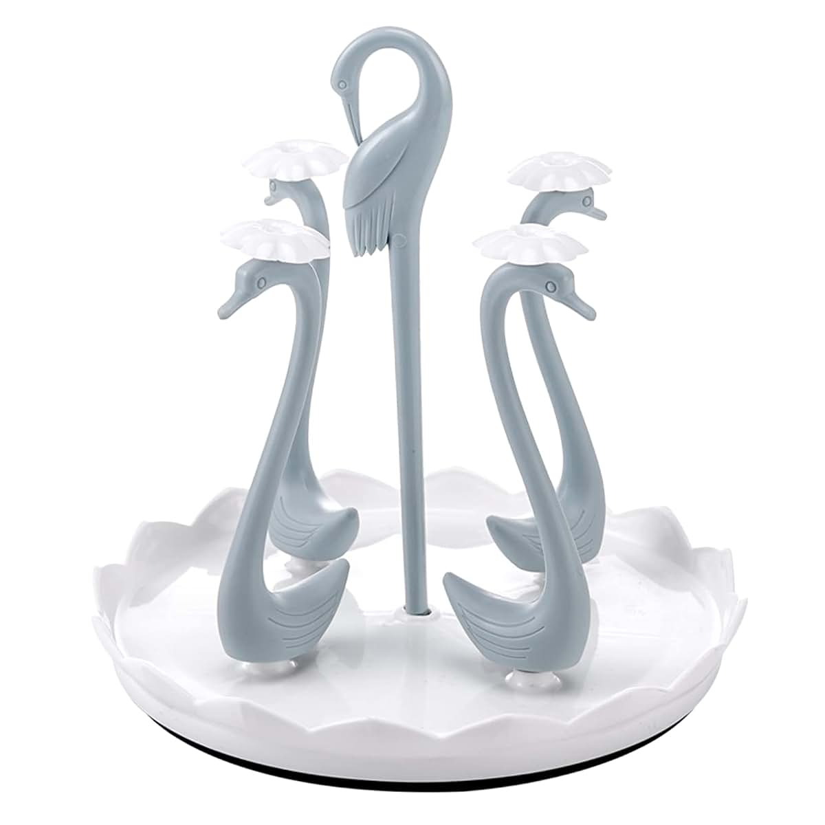 Kukyller Kitchen Drain Cup Holder, Swan Cup Holder with Rotating Drip Tray Swan with Rotating Drip Tray Plastic