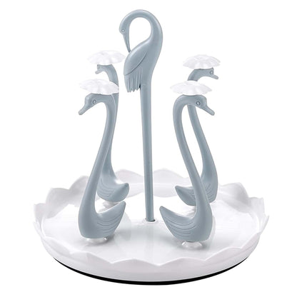 Kukyller Kitchen Drain Cup Holder, Swan Cup Holder with Rotating Drip Tray Swan with Rotating Drip Tray Plastic