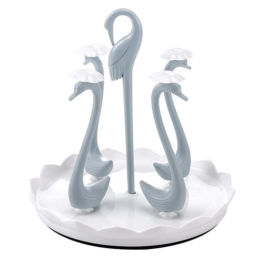 Kukyller Kitchen Drain Cup Holder, Swan Cup Holder with Rotating Drip Tray Swan with Rotating Drip Tray Plastic