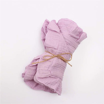 JHION Newborn Baby Blanket, Toddler Blanket, 100% Cotton 4 Layers Soft Swaddling Receiving Blanket with Ruffle