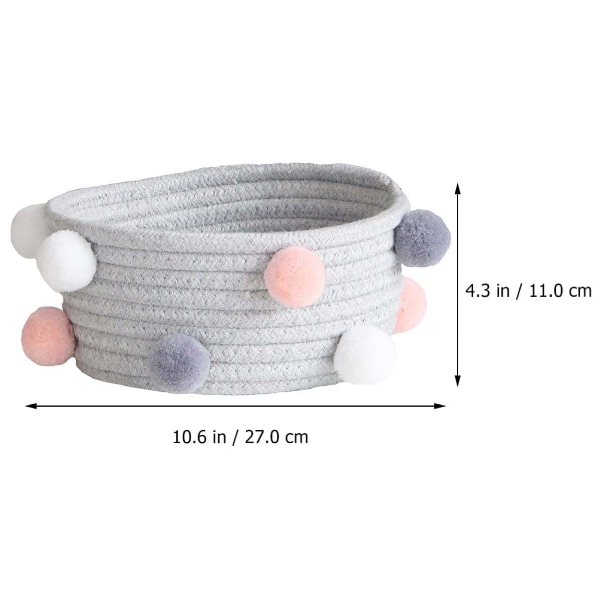 Cabilock 2 Pcs Cotton Rope Woven Storage Baskets with Handles, Grey