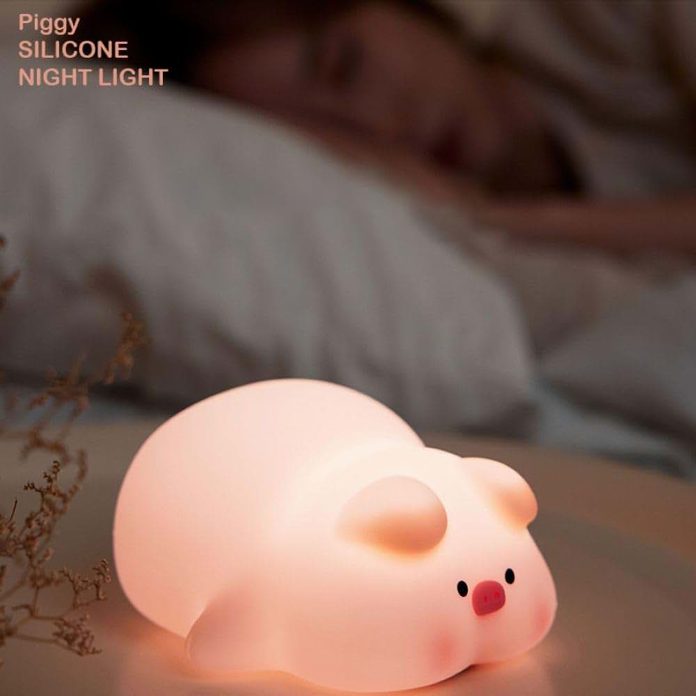 KRE MANPHI Cute Pig Night Light Silicone Squishy Piggy Touch Lamp (photo 4)