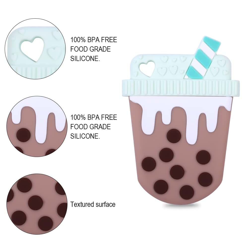Bubble Tea Silicone Teether for Infants and Toddlers | Sensory Chew Toy
