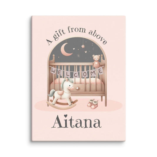 Toy Fan TV Aitana – A Gift from Above 9 x 12 Personalized Baby Girl Nursery Canvas Wall Art