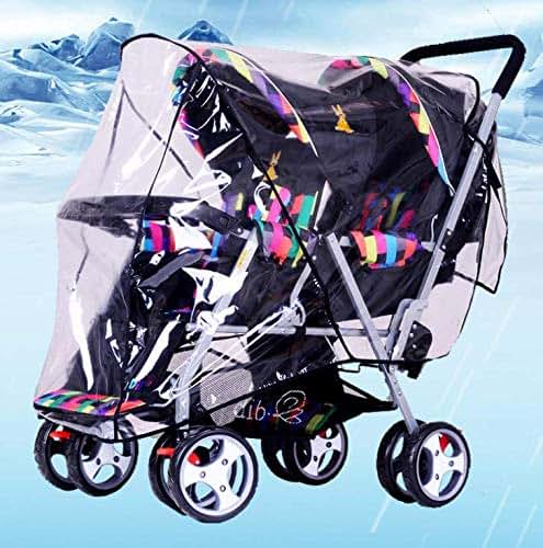 Ibluelover Weather Shield Protector for Front and Rear Double Stroller Universal Double Stroller Raincover for Baby (photo 3)
