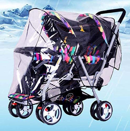 Ibluelover Weather Shield Protector for Front and Rear Double Stroller Universal Double Stroller Raincover for Baby (photo 3)