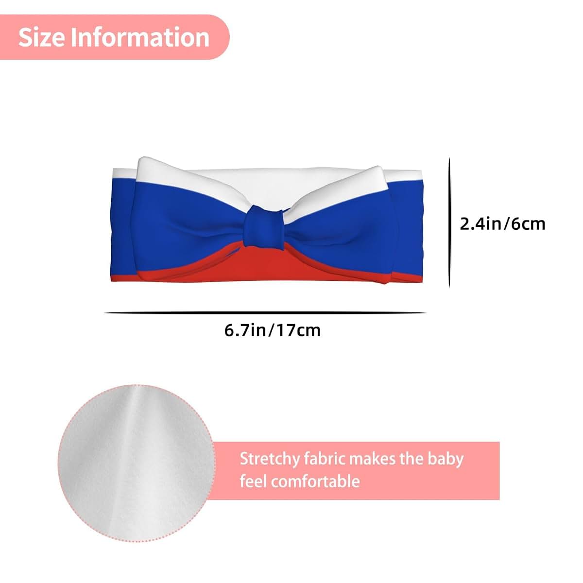 vghkeih Russian Flag Baby Bow Headband For Girls 0-6 Months (photo 3)