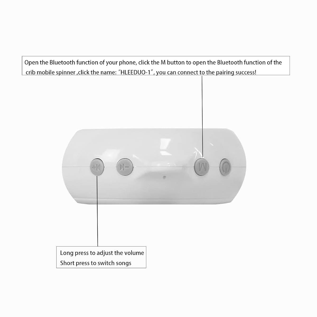 HLEEDUO Bluetooth Crib Mobile Music Box Spinner with 128MB SD Card and Swivel Hook