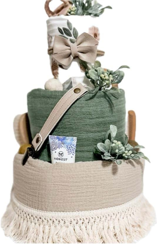 Tumbleweed Babies Boho Girl Woodland Theme Diaper Cake - Handmade Baby Shower Gift, Baby Girl Diaper Cake, Baby Shower