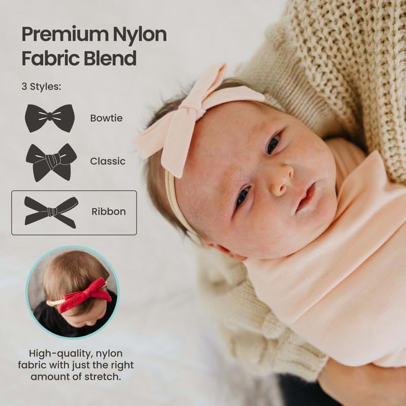 Copper Pearl Ribbon Baby Bow Headbands - Core Collection