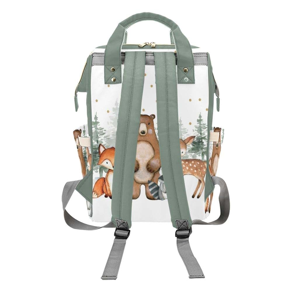 NZOOHY Woodland Animals Bear Deer Personalized Diaper Bag,Custom Name Diaper Backpack Mommy Nursing Bag for Baby Nappy (photo 3)