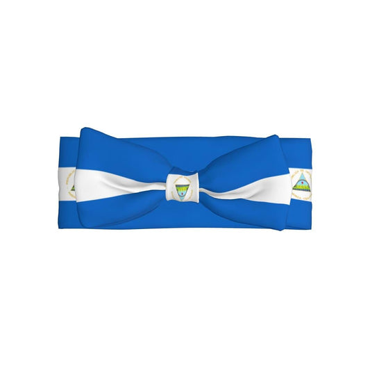 WARDRGU Flag Of Nicaragua Baby Bow Headband, Soft And Skin-Friendly, Elastic Hair Accessory, Suitable For Newborns