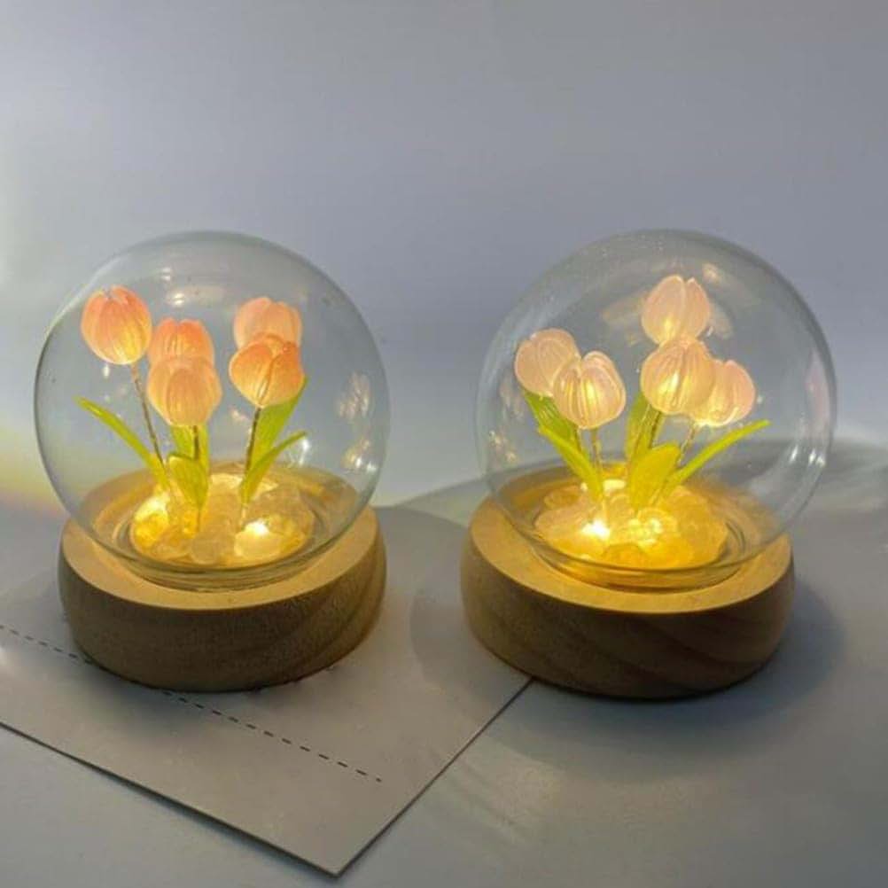 Anso Handmade Tulip Night Light Table Lamp 5 Flowers Decoration (photo 4)